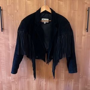 CHIA | Vintage Suede Leather Fringe Jacket